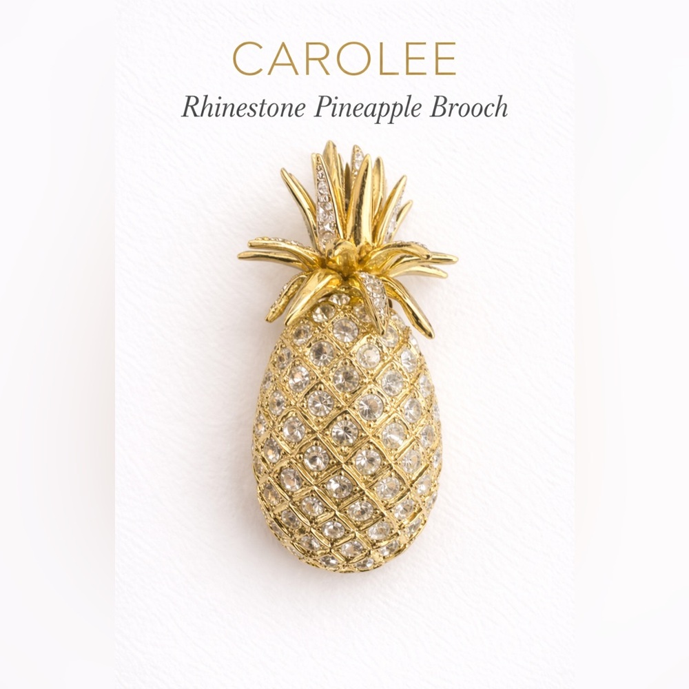 Carolee Gold and Silver Rhinestone Pineapple Brooch